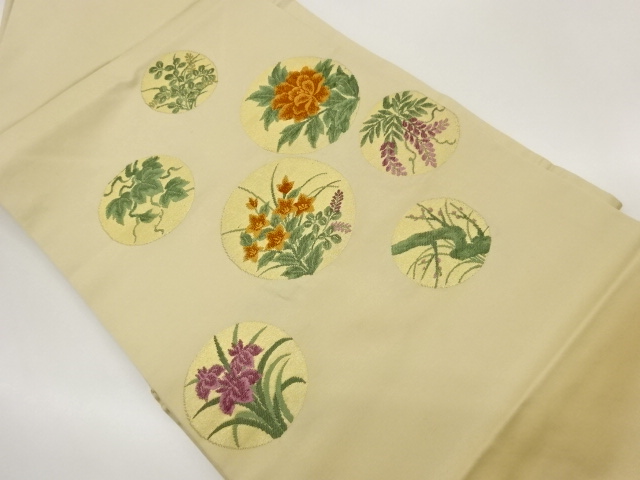 JAPANESE KIMONO / MARUBUN / PEONY / BELLFLOWER / IRIS PATTERNS WOVEN /